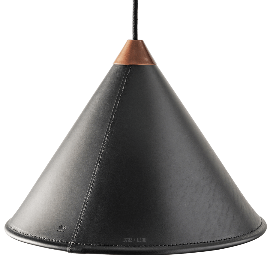 LEATHER CONE LAMP BLACK - DYKE & DEAN