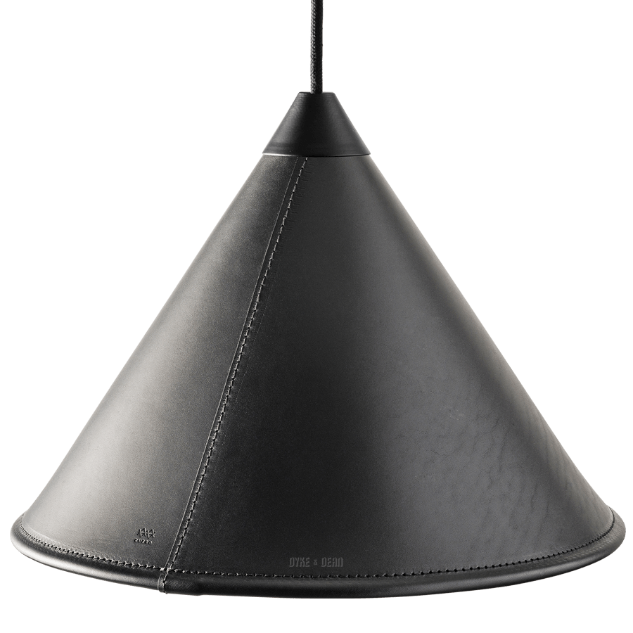 LEATHER CONE LAMP BLACK - DYKE & DEAN