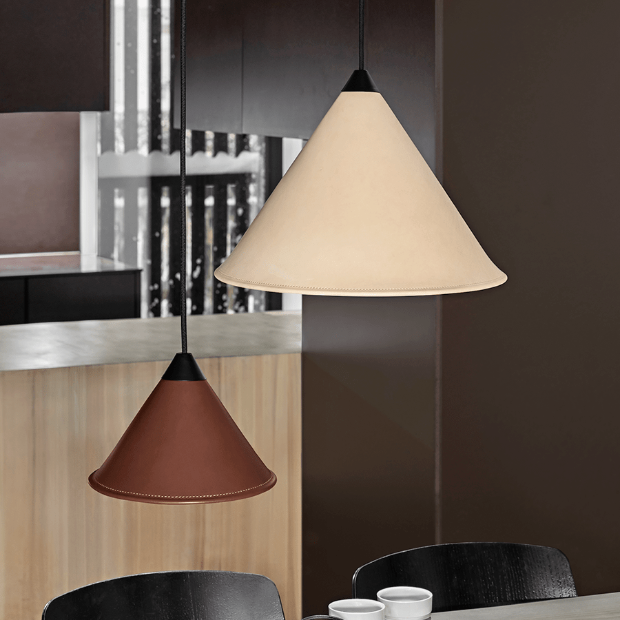 LEATHER CONE LAMP MONTANA - DYKE & DEAN