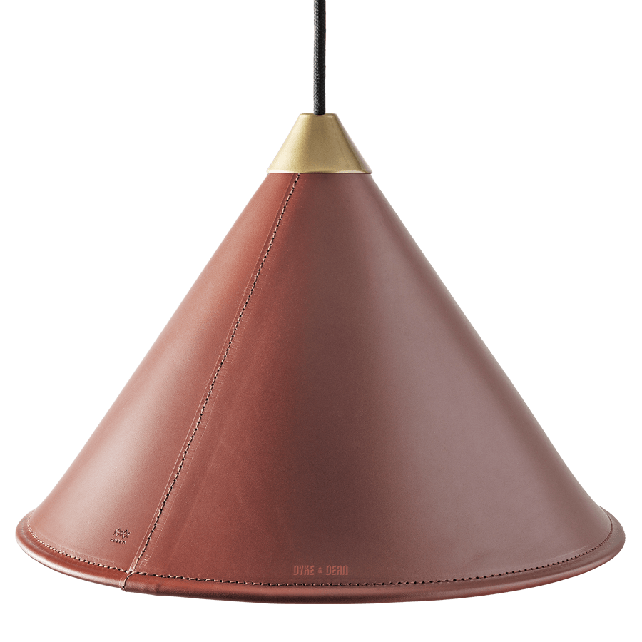 LEATHER CONE LAMP OAK - DYKE & DEAN