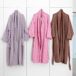 NARAM BATH ROBES CAMEL & ULTRAMARINE BLUE - DYKE & DEAN