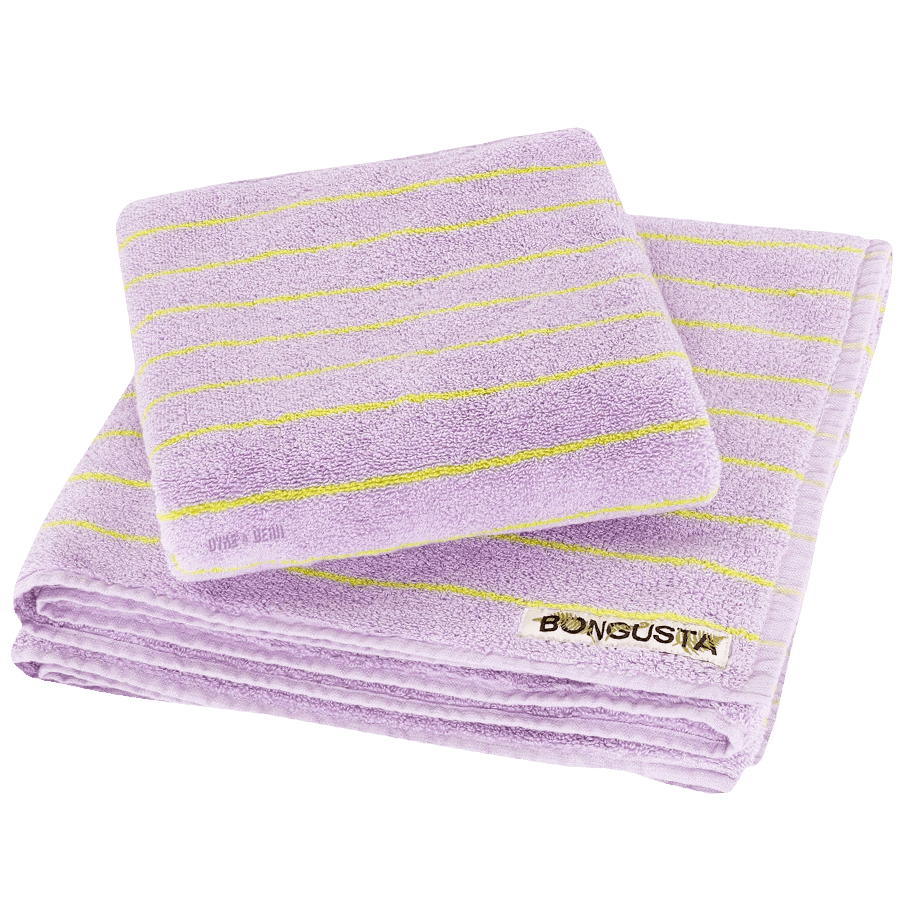 NARAM BATH TOWELS LILAC & NEON YELLOW - DYKE & DEAN