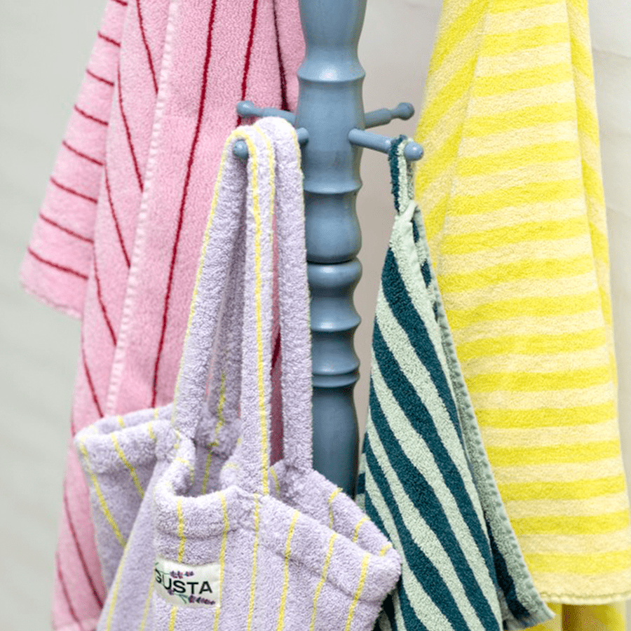 NARAM BATH TOWELS LILAC & NEON YELLOW - DYKE & DEAN