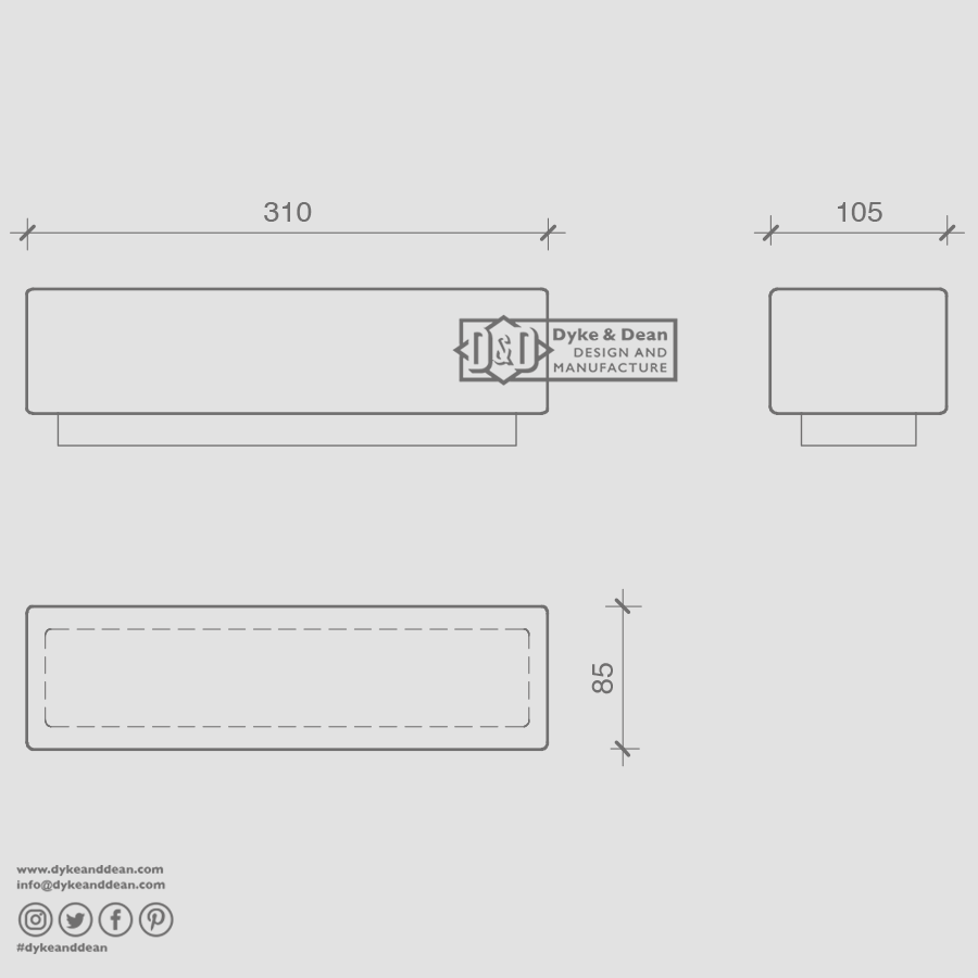 OPAL BATHROOM BLOCK MIRROR LIGHT BLACK LONG - DYKE & DEAN