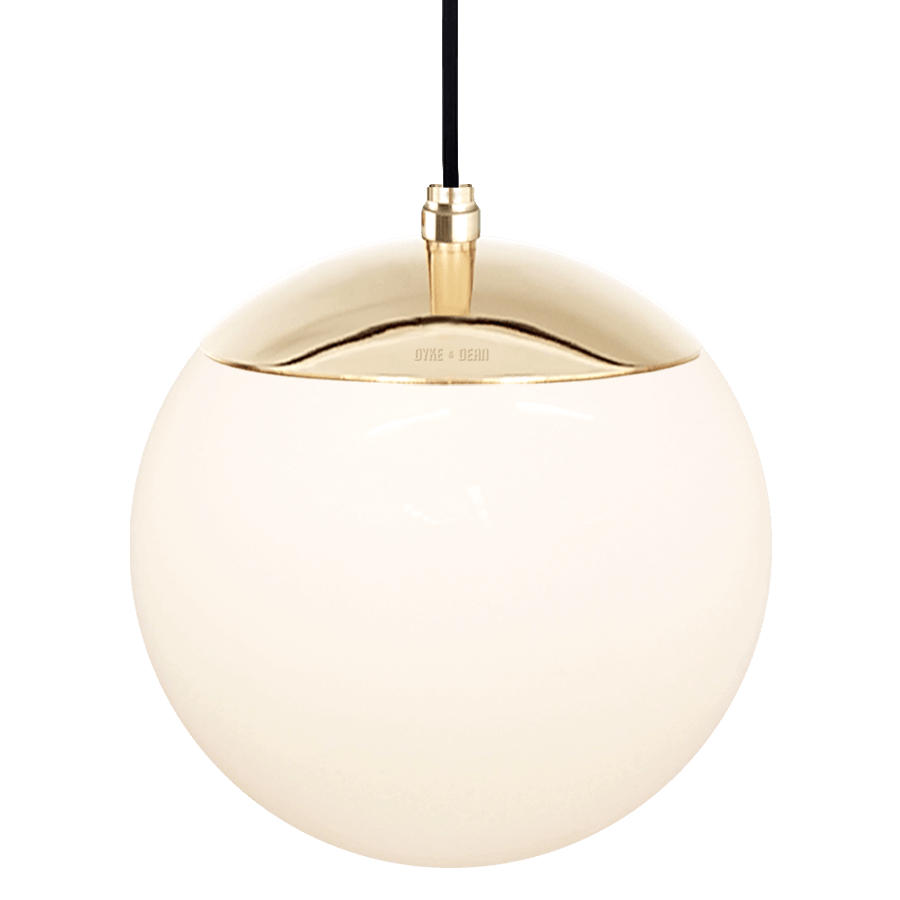 OPAL GLOBE PENDANT BRASS 200mm - DYKE & DEAN