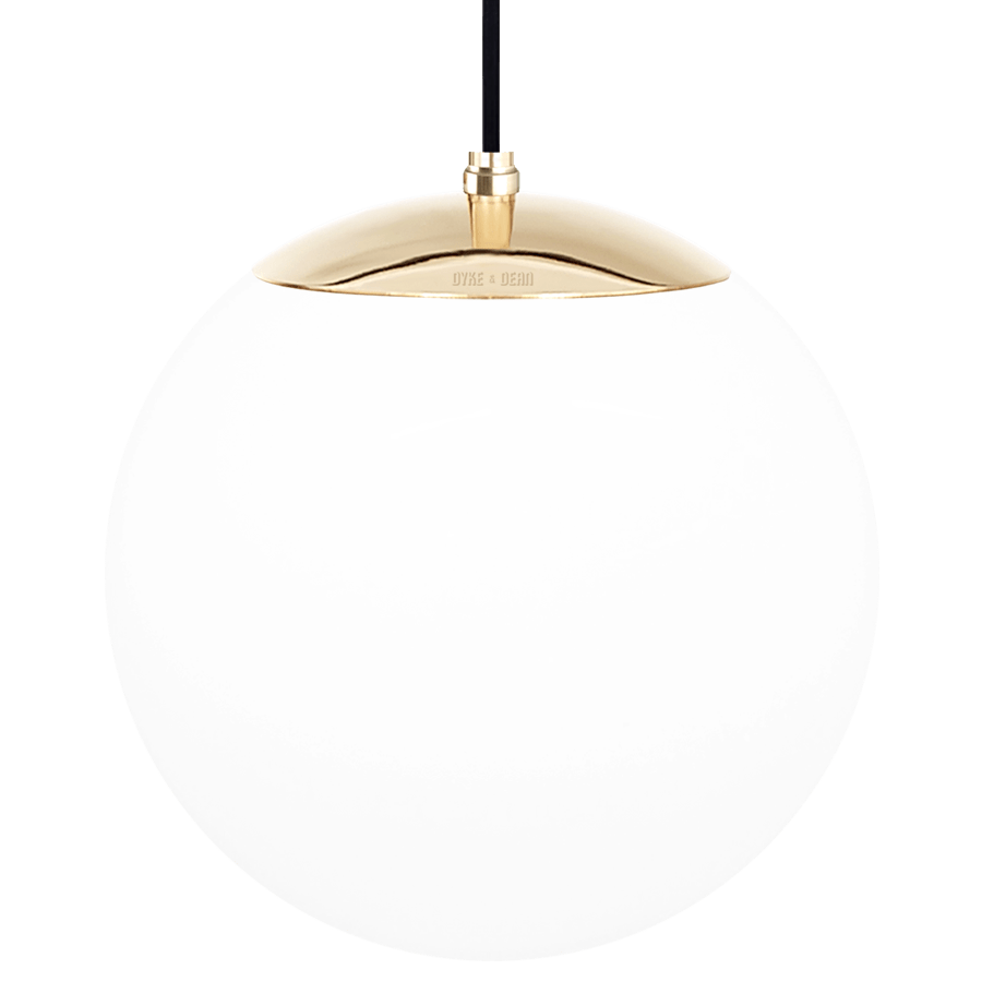 OPAL GLOBE PENDANT BRASS 300mm - DYKE & DEAN