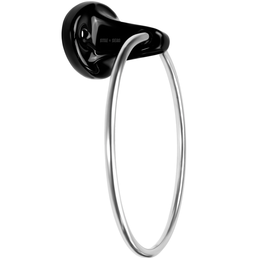 PORCELAIN TOWEL RING HANGER BLACK - DYKE & DEAN