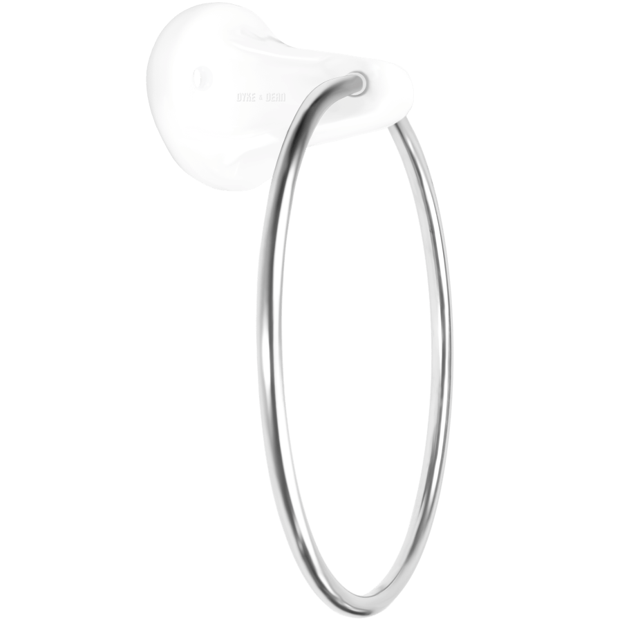 PORCELAIN TOWEL RING HANGER WHITE - DYKE & DEAN