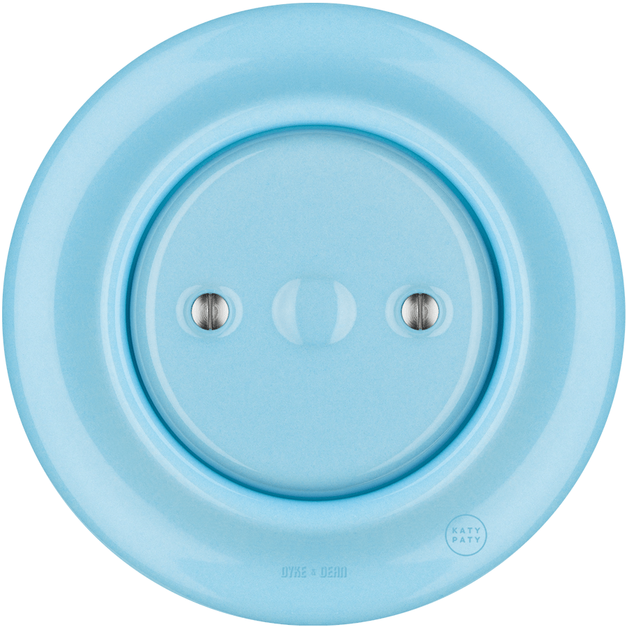 PORCELAIN WALL END PLUG SOCKET PASTEL BLUE - DYKE & DEAN