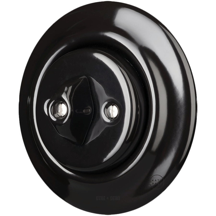 PORCELAIN WALL LIGHT SWITCH BLACK ROTARY - DYKE & DEAN