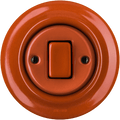 PORCELAIN WALL LIGHT SWITCH BRICK RED FAT BUTTON - DYKE & DEAN