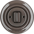 PORCELAIN WALL LIGHT SWITCH BROWN DOUBLE - DYKE & DEAN