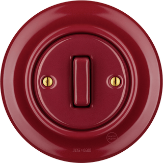 PORCELAIN WALL LIGHT SWITCH BURGUNDY SLIM BUTTON - DYKE & DEAN