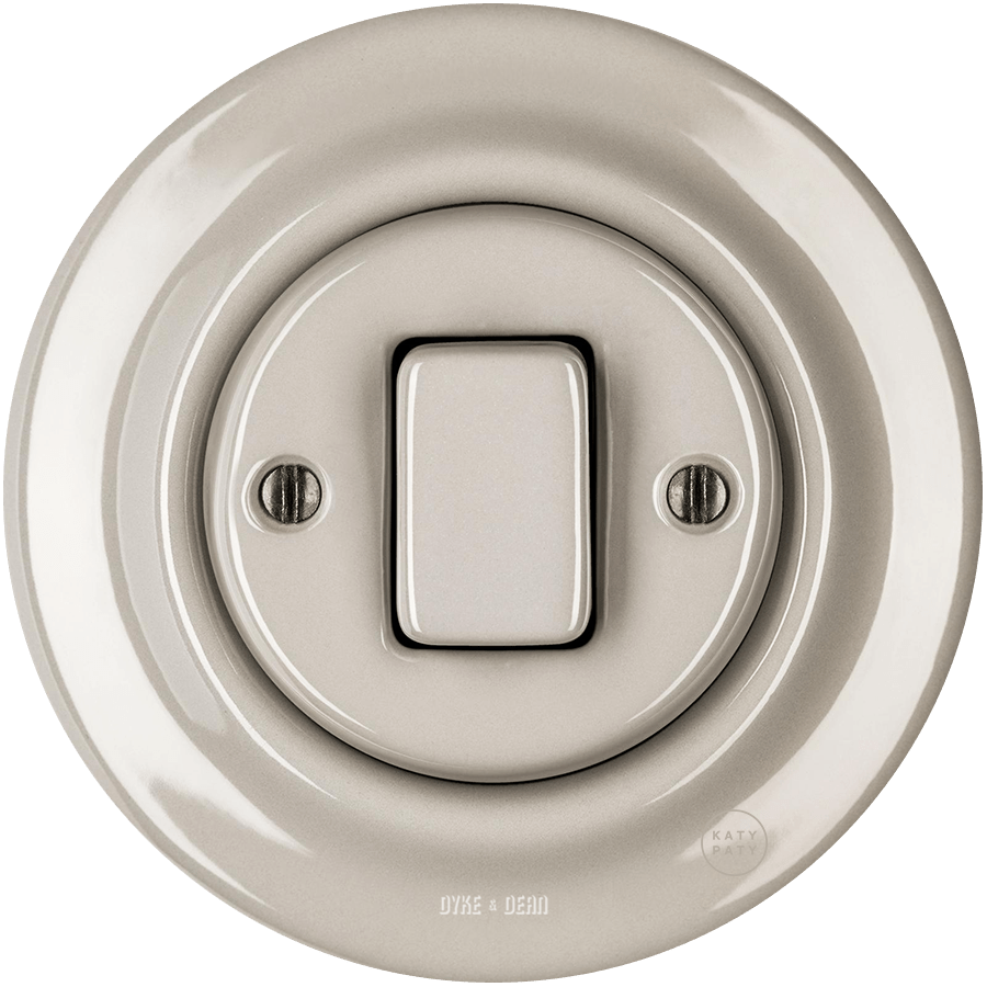 PORCELAIN WALL LIGHT SWITCH CAPPUCCINO FAT BUTTON - DYKE & DEAN