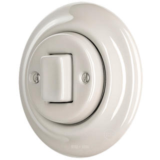 PORCELAIN WALL LIGHT SWITCH CAPPUCCINO FAT BUTTON - DYKE & DEAN