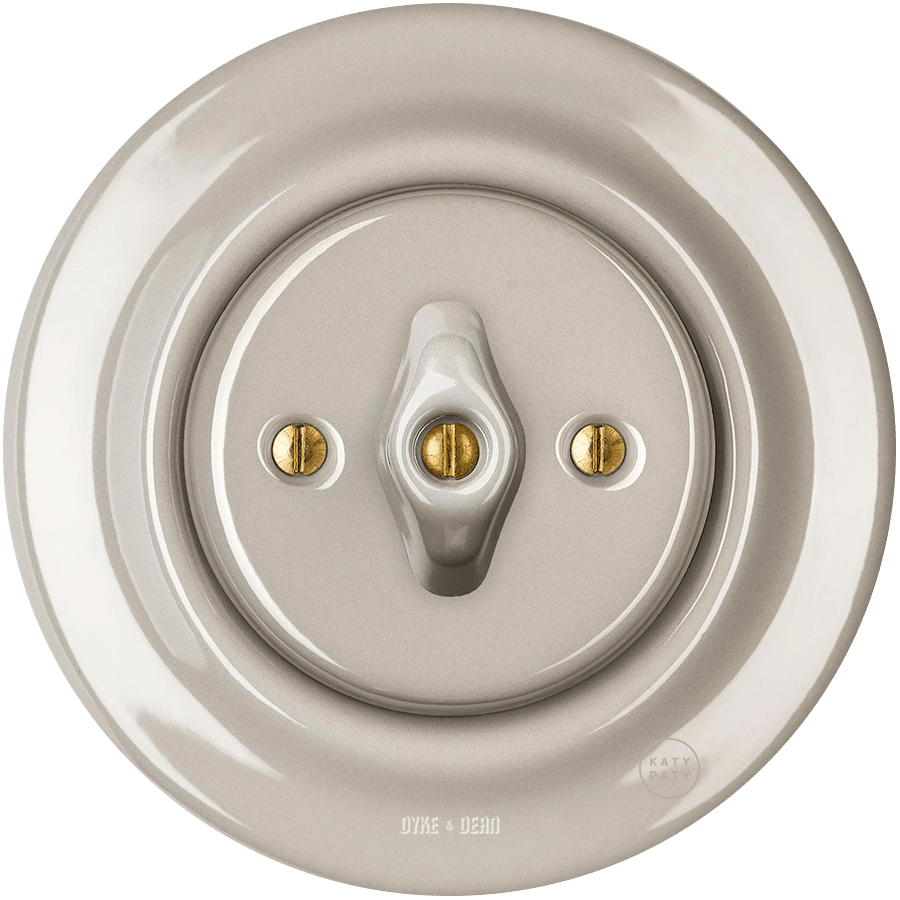 PORCELAIN WALL LIGHT SWITCH CAPPUCCINO ROTARY - DYKE & DEAN