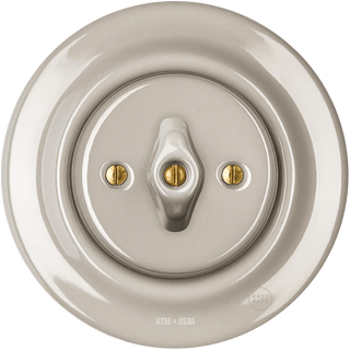 PORCELAIN WALL LIGHT SWITCH CAPPUCCINO ROTARY - DYKE & DEAN