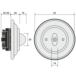 PORCELAIN WALL LIGHT SWITCH CHLOREDO ROTARY - DYKE & DEAN