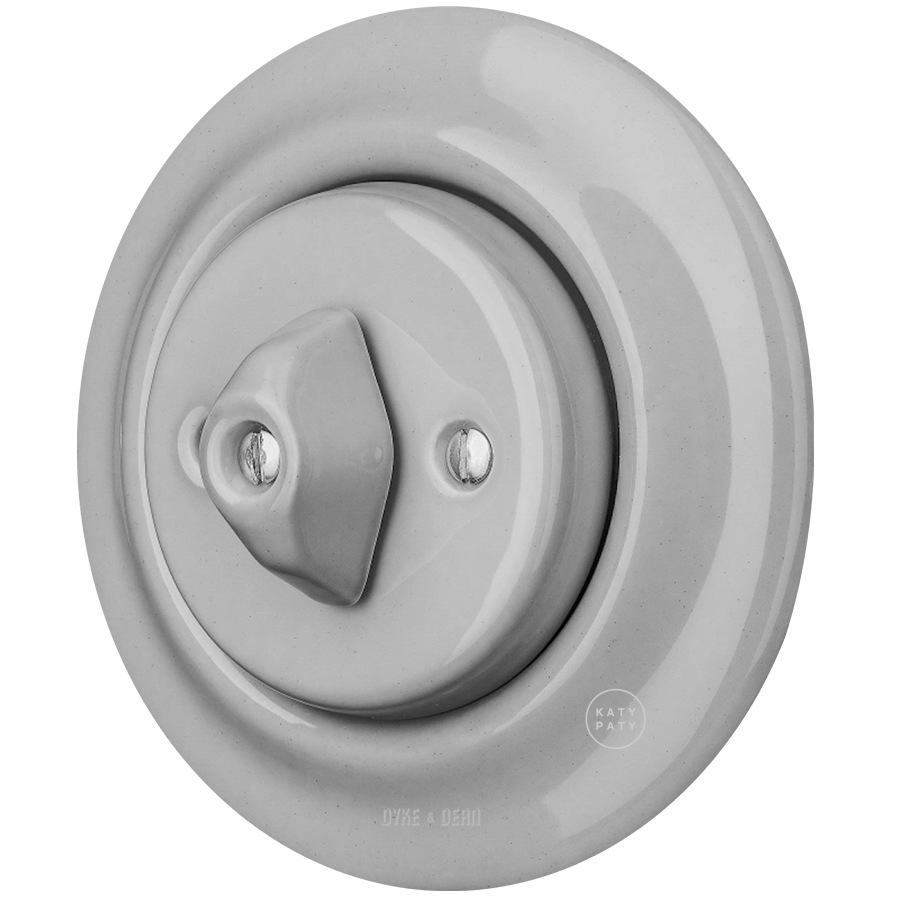 PORCELAIN WALL LIGHT SWITCH GREY ROTARY - DYKE & DEAN