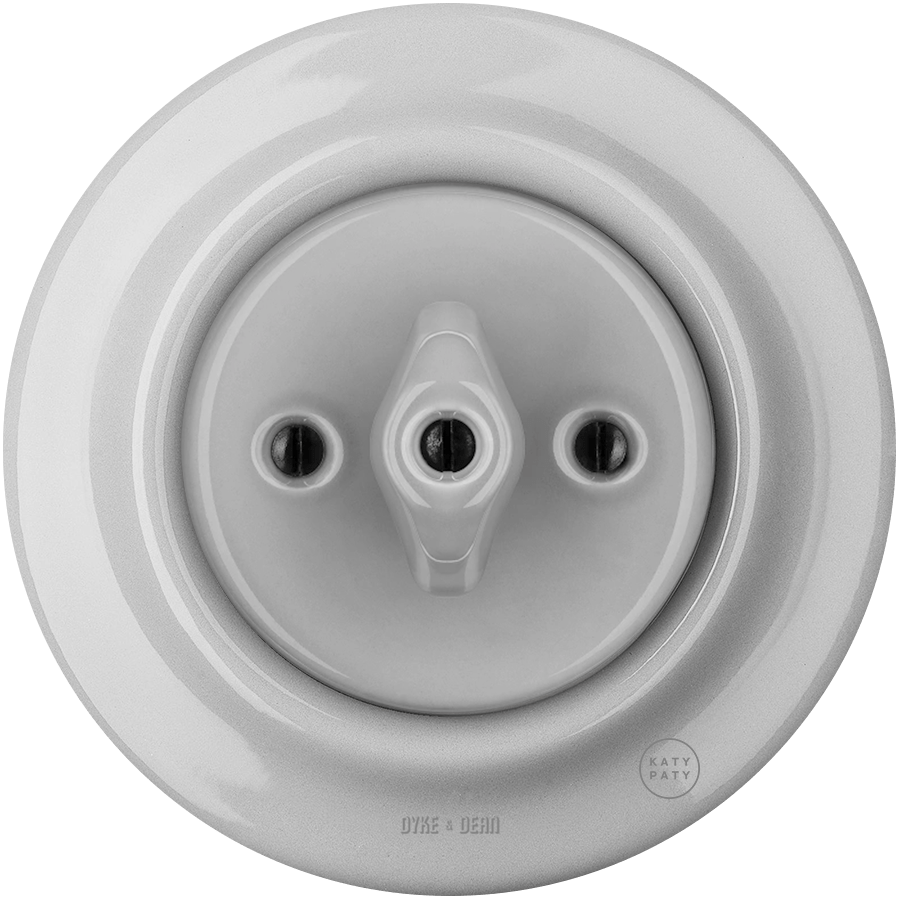 PORCELAIN WALL LIGHT SWITCH GREY ROTARY - DYKE & DEAN