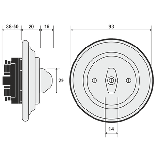 PORCELAIN WALL LIGHT SWITCH GREY ROTARY - DYKE & DEAN