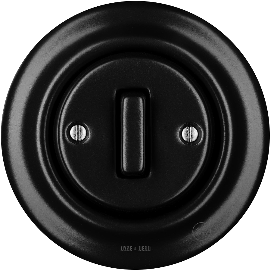 PORCELAIN WALL LIGHT SWITCH MATT BLACK SLIM BUTTON - DYKE & DEAN