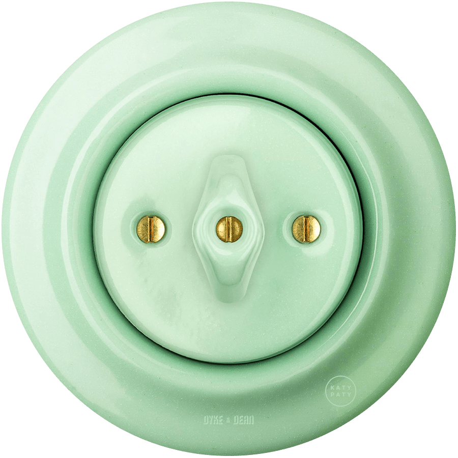 PORCELAIN WALL LIGHT SWITCH MINT ROTARY - DYKE & DEAN