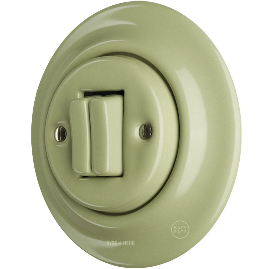 PORCELAIN WALL LIGHT SWITCH MOSS GREEN DOUBLE - DYKE & DEAN