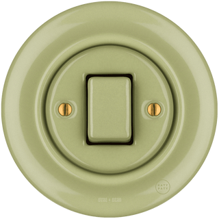 PORCELAIN WALL LIGHT SWITCH MOSS GREEN FAT BUTTON - DYKE & DEAN