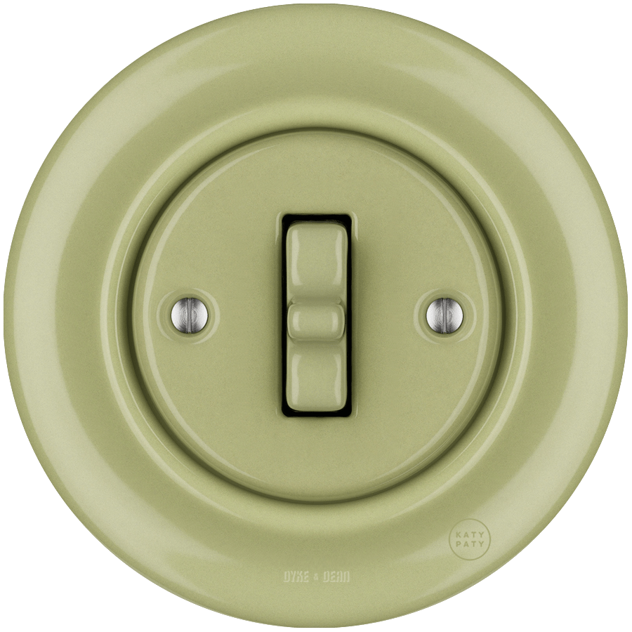 PORCELAIN WALL LIGHT SWITCH MOSS GREEN TOGGLE - DYKE & DEAN