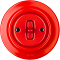 PORCELAIN WALL LIGHT SWITCH RED TOGGLE - DYKE & DEAN
