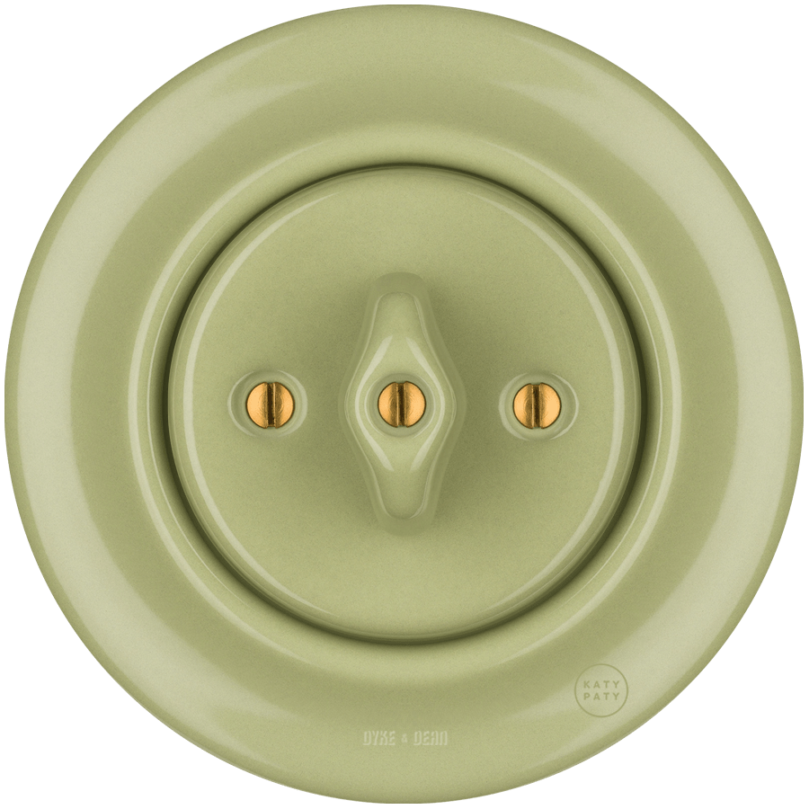 PORCELAIN WALL LIGHT SWITCH ROTARY MOSS GREEN - DYKE & DEAN