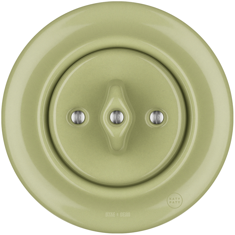 PORCELAIN WALL LIGHT SWITCH ROTARY MOSS GREEN - DYKE & DEAN