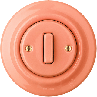 PORCELAIN WALL LIGHT SWITCH SALMON SLIM BUTTON - DYKE & DEAN