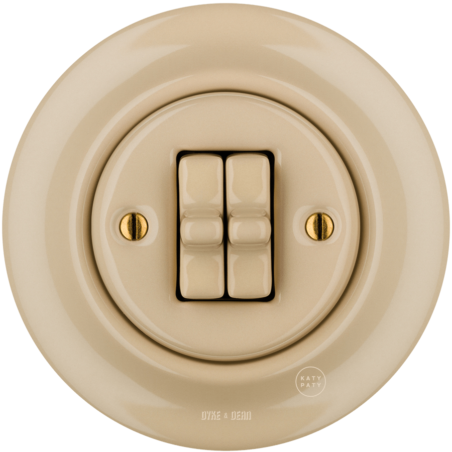 PORCELAIN WALL LIGHT SWITCH SAND 2 TOGGLE - DYKE & DEAN