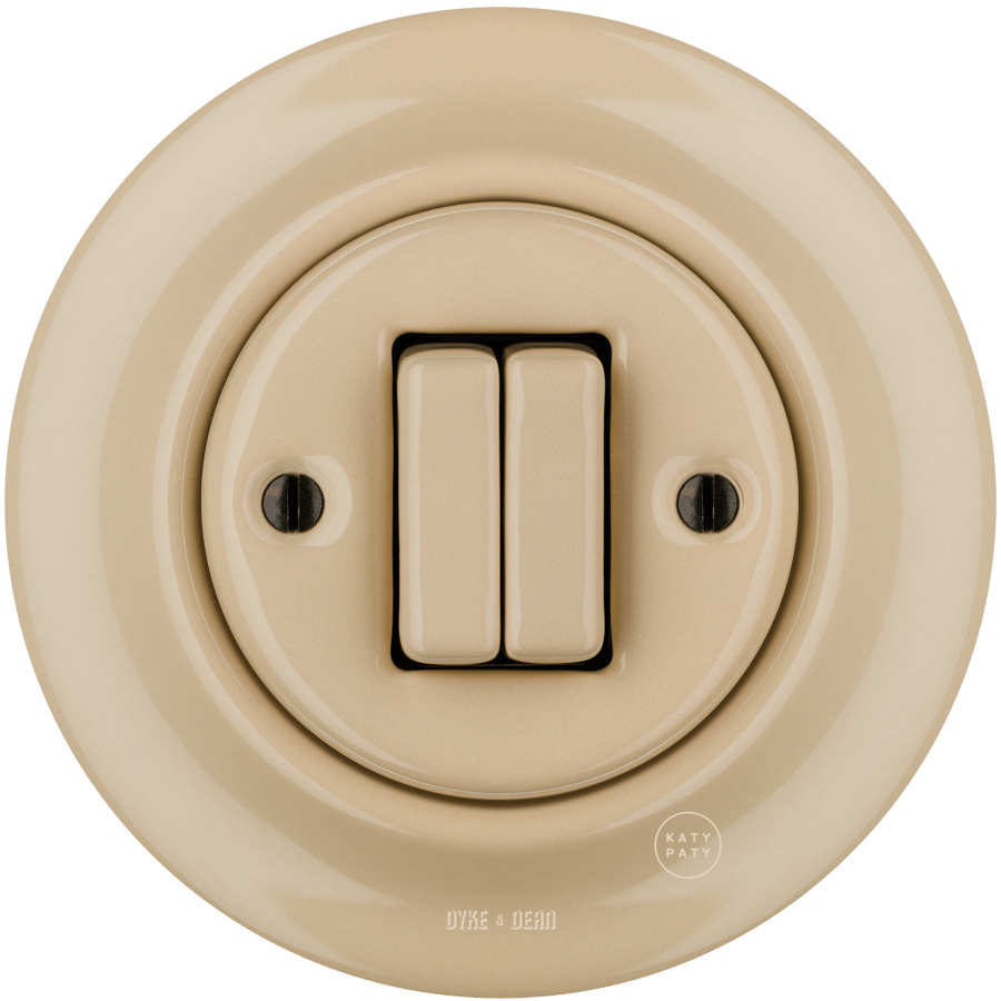 PORCELAIN WALL LIGHT SWITCH SAND DOUBLE - DYKE & DEAN
