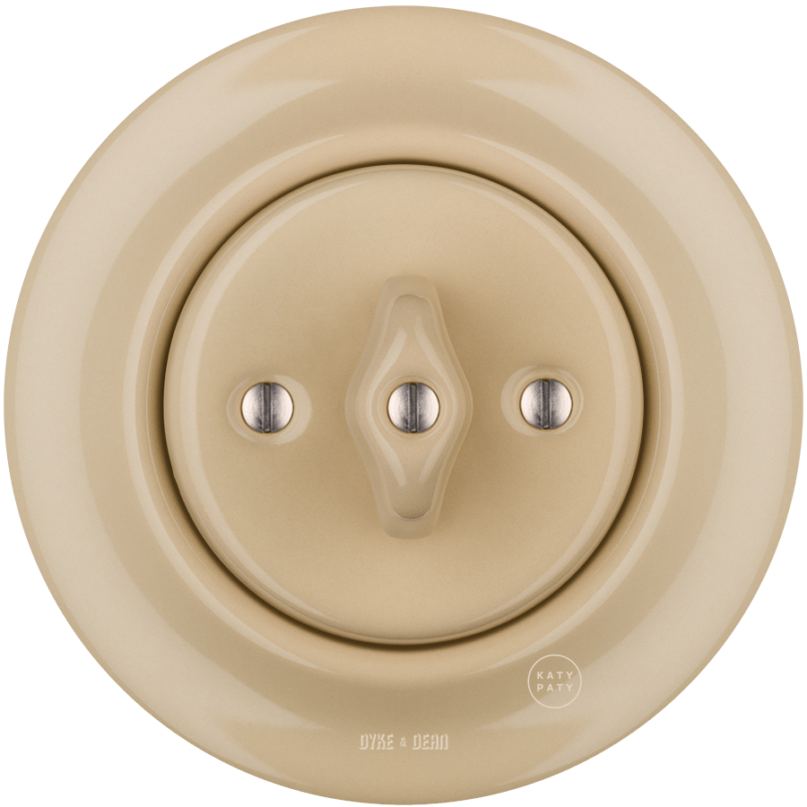 PORCELAIN WALL LIGHT SWITCH SAND ROTARY - DYKE & DEAN