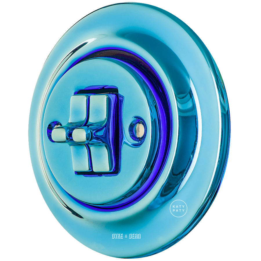 PORCELAIN WALL LIGHT SWITCH SKY BLUE 2 TOGGLE - DYKE & DEAN