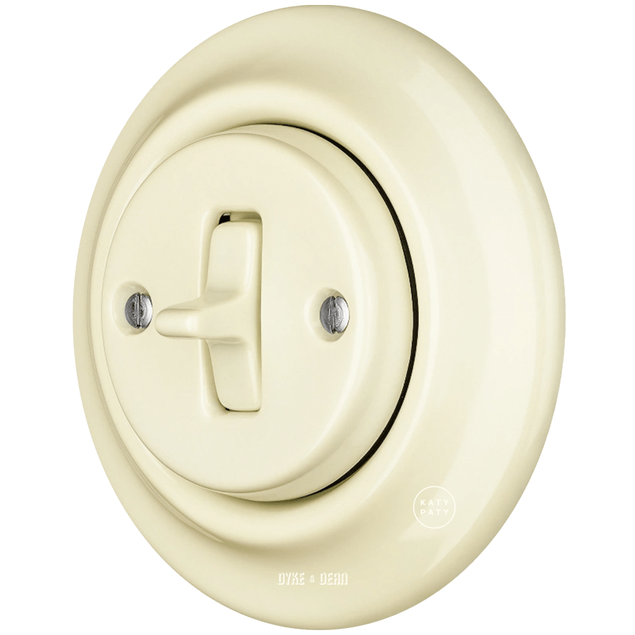 PORCELAIN WALL LIGHT SWITCH VANILLA TOGGLE - DYKE & DEAN