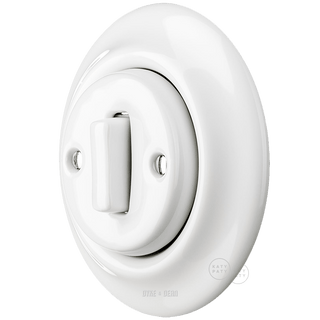 PORCELAIN WALL LIGHT SWITCH WHITE SLIM BUTTON - DYKE & DEAN