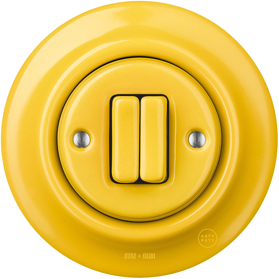 PORCELAIN WALL LIGHT SWITCH YELLOW DOUBLE - DYKE & DEAN