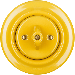 PORCELAIN WALL LIGHT SWITCH YELLOW ROTARY - DYKE & DEAN