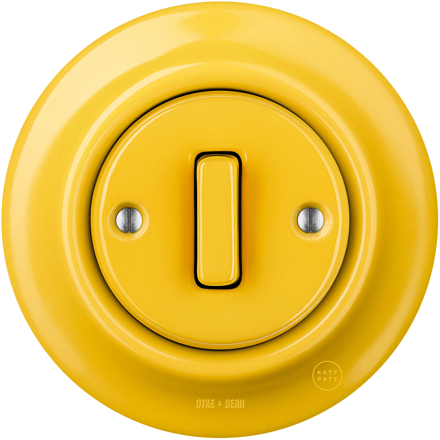 PORCELAIN WALL LIGHT SWITCH YELLOW SLIM BUTTON - DYKE & DEAN