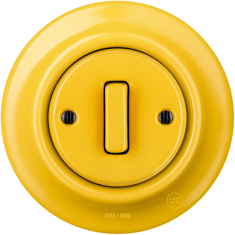 PORCELAIN WALL LIGHT SWITCH YELLOW SLIM BUTTON - DYKE & DEAN