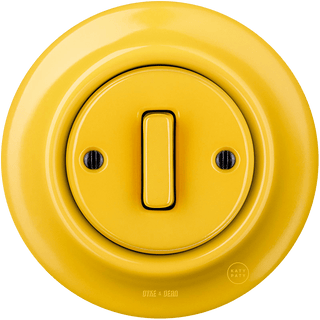 PORCELAIN WALL LIGHT SWITCH YELLOW SLIM BUTTON - DYKE & DEAN