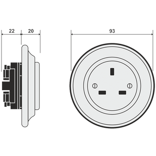 PORCELAIN WALL SOCKET ASH GREY UK - DYKE & DEAN