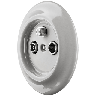 PORCELAIN WALL SOCKET GREY TV ANTENNA - DYKE & DEAN