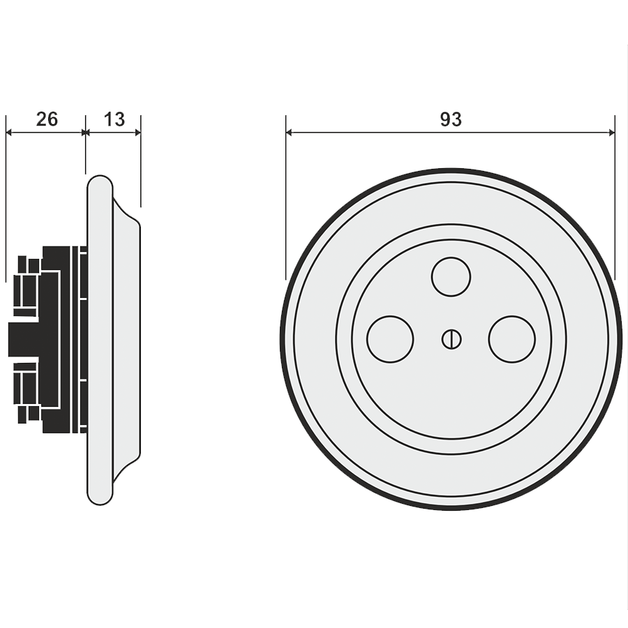 PORCELAIN WALL SOCKET GREY TV ANTENNA - DYKE & DEAN