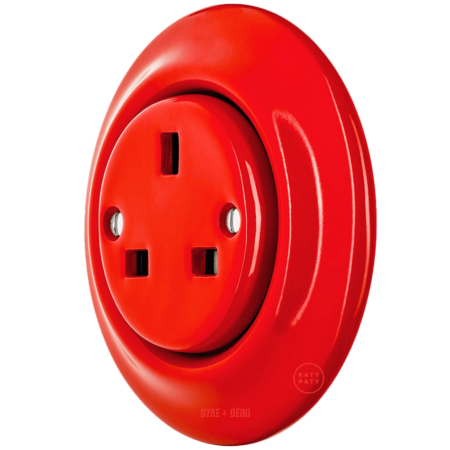 PORCELAIN WALL SOCKET RED UK - DYKE & DEAN