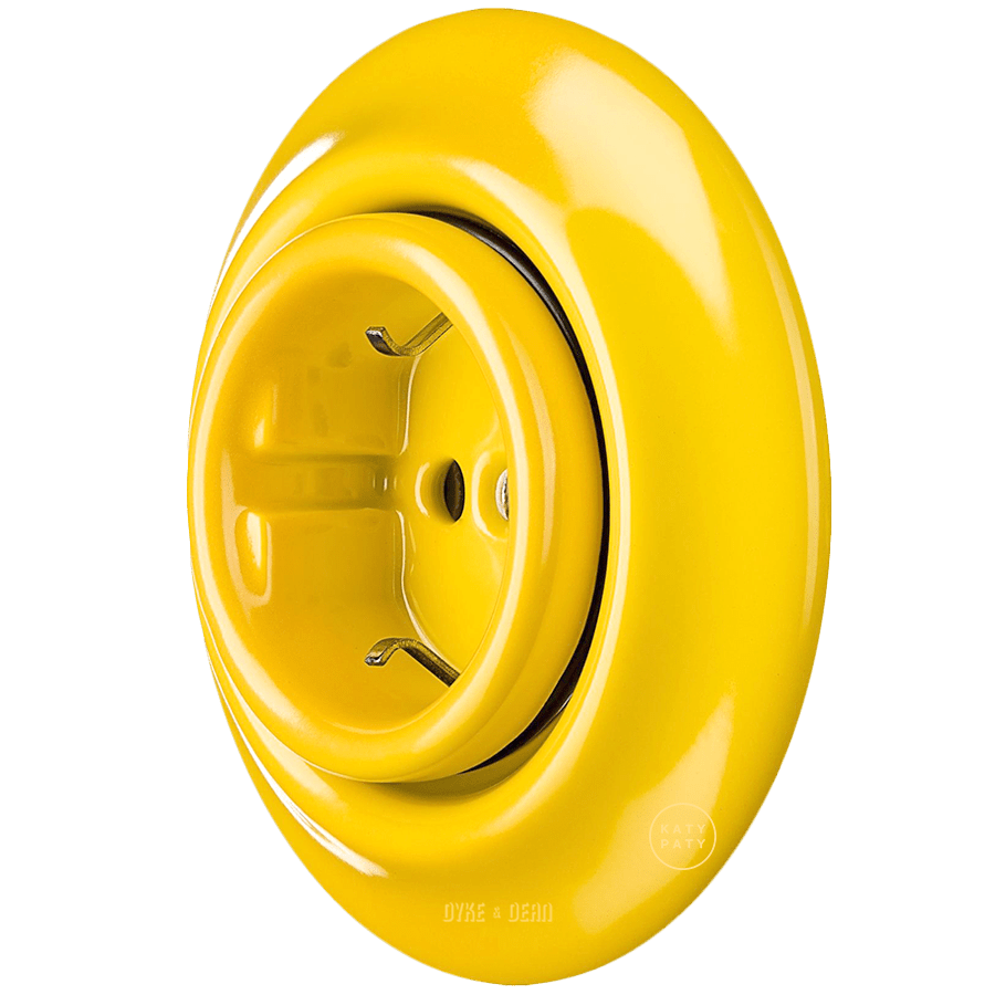 PORCELAIN WALL SOCKET YELLOW SCHUKO - DYKE & DEAN